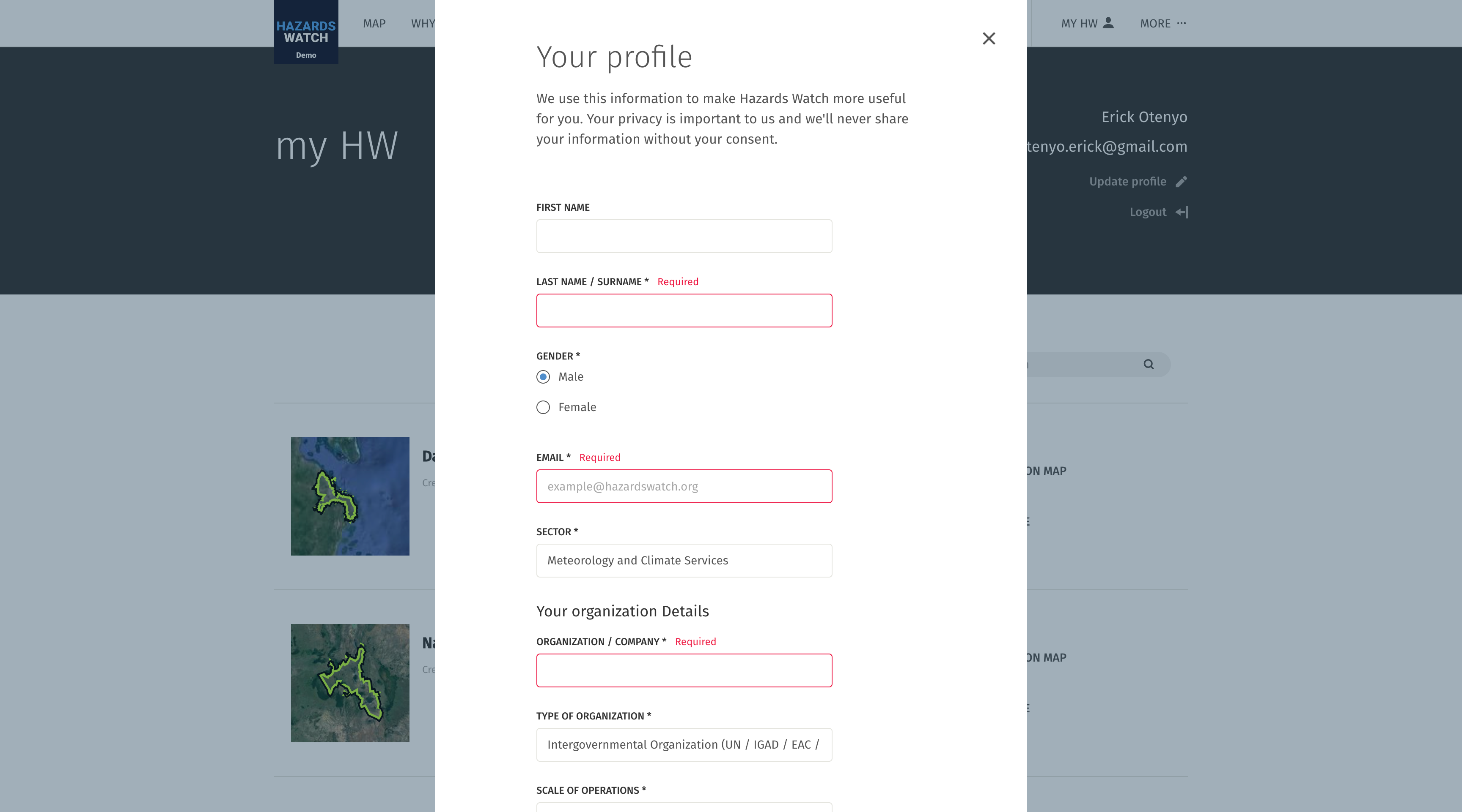 profile info