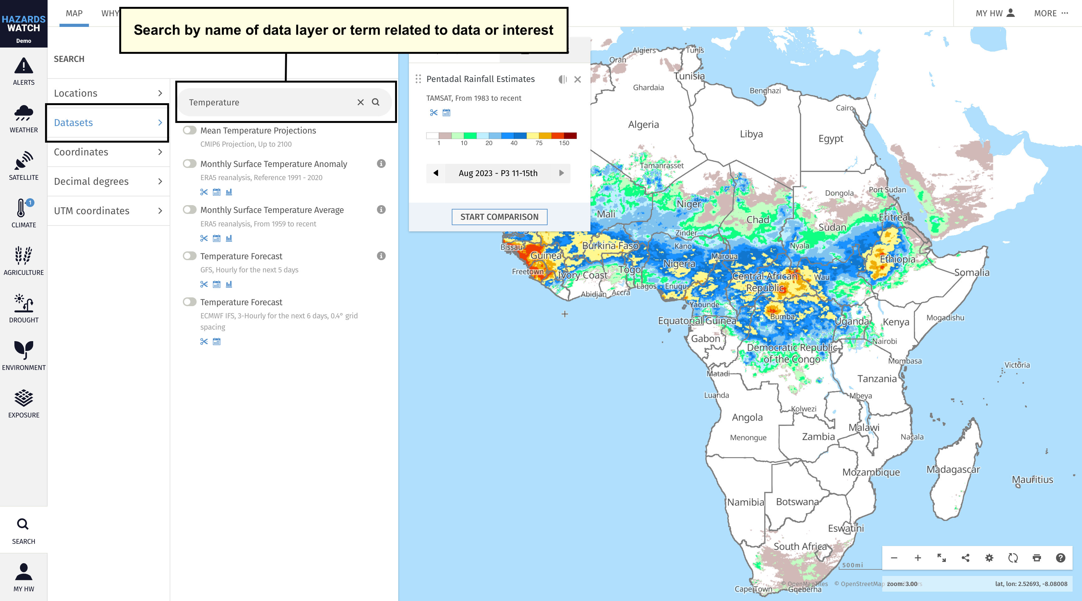 Search datasets